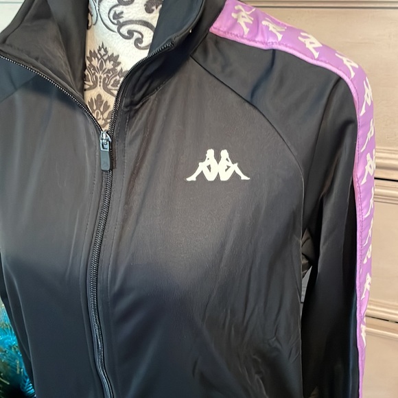 kappa womens banda anniston track jacket black smoke violet size S $90 NWT - Picture 2 of 6